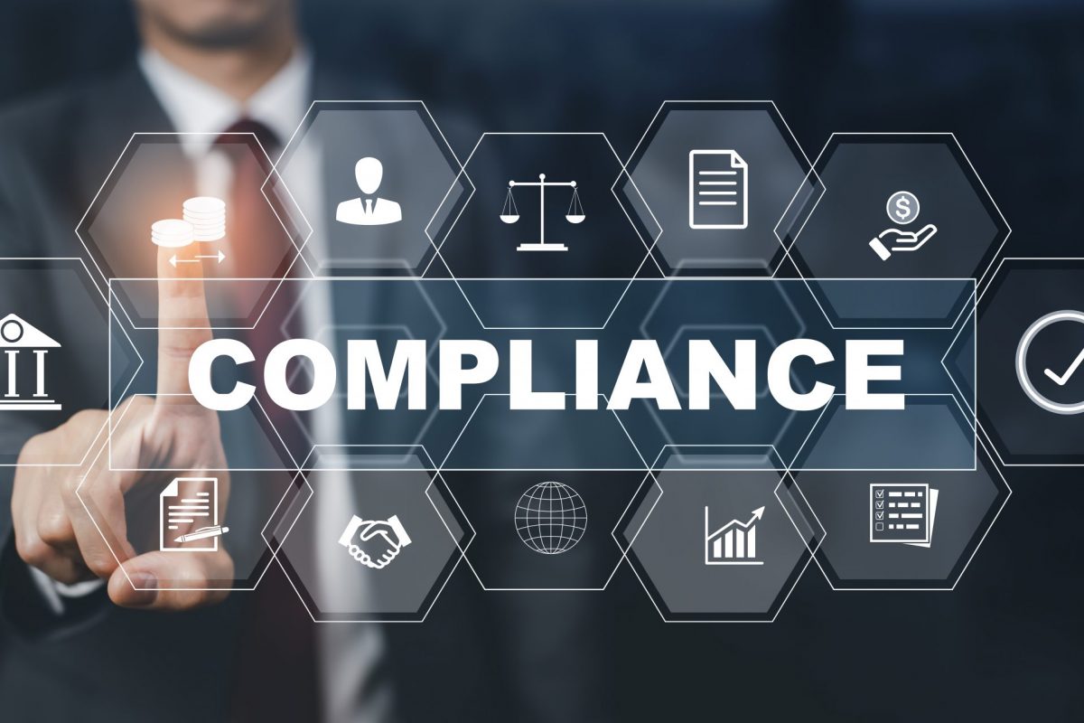 Business with Compliance Rules Law Regulation Policy Business Technology concept, business technology, Compliance with Standards, Regulations, and Requirements to pass audits and manage quality.